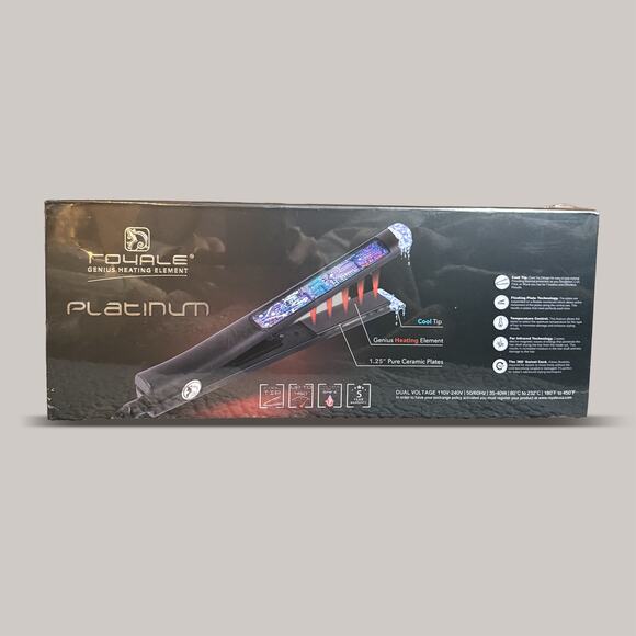 $385 Royale Platinum Genius Heating Hair Straightener Ceramic Plates 1.25" Black - Picture 2 of 3